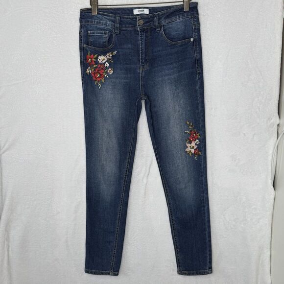 Kensie Jeans Women's Size 4/27 Floral Embroidered Slim Leg Jeans High Rise Denim - Picture 1 of 16